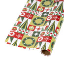 30" x 10' Holiday Reversible Wrapping Paper | Christmas Geometric and Red/White Stripe