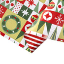 30" x 10' Holiday Reversible Wrapping Paper | Christmas Geometric and Red/White Stripe
