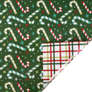 30" x 10' Holiday Reversible Wrapping Paper | Modern Candy Cane and Geo Plaid