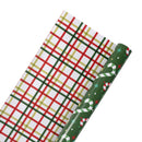 30" x 10' Holiday Reversible Wrapping Paper | Modern Candy Cane and Geo Plaid