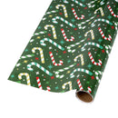 30" x 10' Holiday Reversible Wrapping Paper | Modern Candy Cane and Geo Plaid