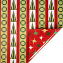30" x 10' Holiday Reversible Wrapping Paper | Modern Wreaths and Trees and Multi-colored Starburst