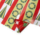 30" x 10' Holiday Reversible Wrapping Paper | Modern Wreaths and Trees and Multi-colored Starburst