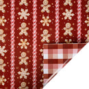 30" x 10' Holiday Reversible Wrapping Paper | Gingerbread Cookies and Holiday Checks
