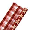 30" x 10' Holiday Reversible Wrapping Paper | Gingerbread Cookies and Holiday Checks