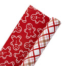 30" x 10' Holiday Reversible Wrapping Paper | Gingerbread Plaid and Gingerbread Linework