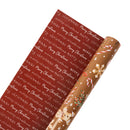 30" x 10' Holiday Reversible Wrapping Paper | Gingerbread Men and Peppermints and Merry Christmas on Red