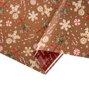 30" x 10' Holiday Reversible Wrapping Paper | Gingerbread Men and Peppermints and Merry Christmas on Red