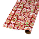 30" x 10' Holiday Reversible Wrapping Paper | Gingerbread Houses on Red and Icing Swirls