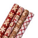30" x 10' Holiday Reversible Wrapping Paper Bundle (4-pack) | Gingerbread Season