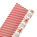 30" x 10' Holiday Reversible Wrapping Paper | HO HO Treats and Red/White Diagonal Stripe