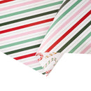30" x 10' Holiday Reversible Wrapping Paper | Pink, Red and Green Candy Stripe and Candy Cane