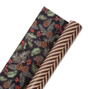 30" x 10' Holiday Reversible Wrapping Paper | Holiday Tweed and Rich Holly