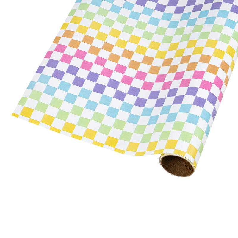 30" x 10' Wrapping Paper | Colorful Checks