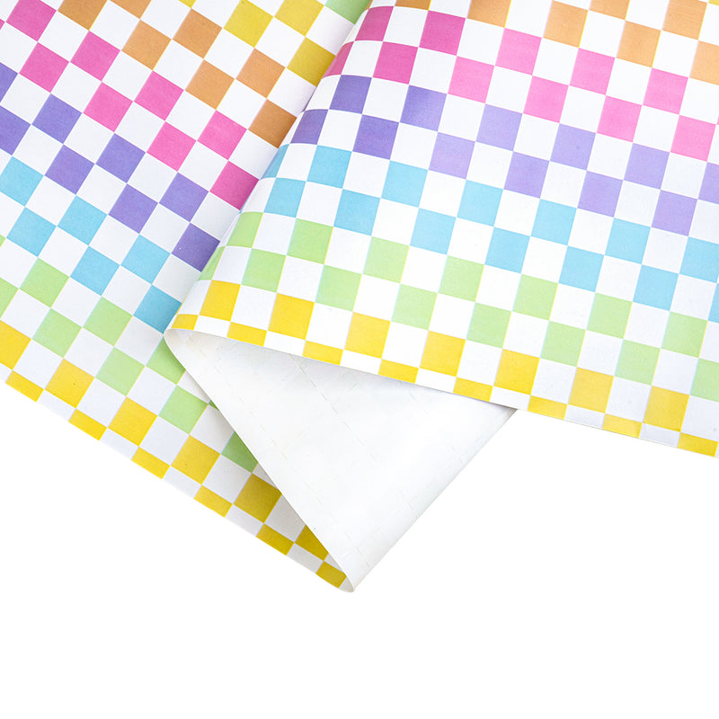 30" x 10' Wrapping Paper | Colorful Checks