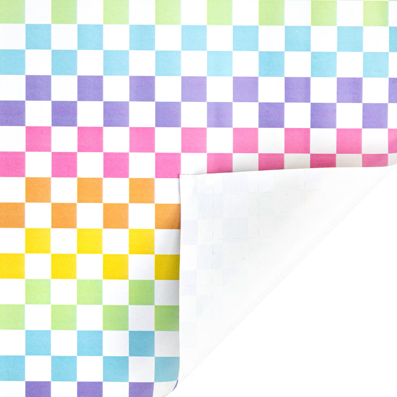 30" x 10' Wrapping Paper | Colorful Checks