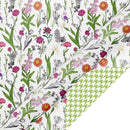 30" x 10' Reversible Wrapping Paper | Bright Blooms w/ Green Herringbone
