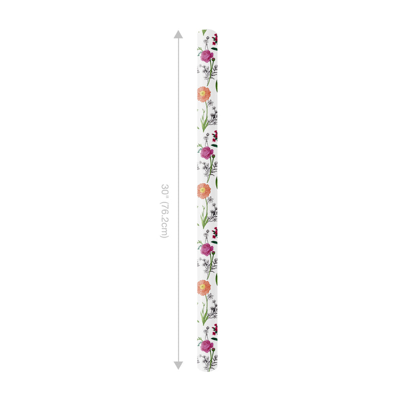 30" x 10' Reversible Wrapping Paper | Bright Blooms w/ Green Herringbone