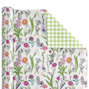 30" x 10' Reversible Wrapping Paper | Bright Blooms w/ Green Herringbone