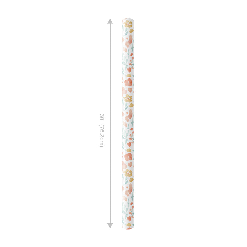 30" x 10' Reversible Wrapping Paper | Soft Floral w/ Teal Diagional Stripe