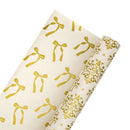 30" x 10' Holiday Reversible Metallic Wrapping Paper | Gold Damask and Gold Bows