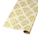 30" x 10' Holiday Reversible Metallic Wrapping Paper | Gold Damask and Gold Bows