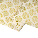 30" x 10' Holiday Reversible Metallic Wrapping Paper | Gold Damask and Gold Bows