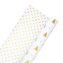24" x 417' Holiday Reversible Metallic Wrapping Paper Half Ream | Gold Trees and Gold Polka Dots (Copy)