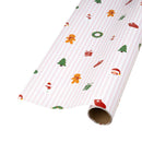 30" x 10' Holiday Reversible Wrapping Paper | Christmas Cuties on Stripes and Merry Checks