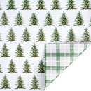 30" x 10' Holiday Reversible Wrapping Paper | All-over Trees and Green/White Plaid