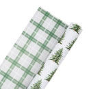 30" x 10' Holiday Reversible Wrapping Paper | All-over Trees and Green/White Plaid
