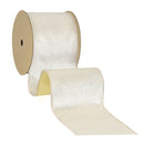 4" Reversible Velvet/Lurex Wired Ribbon | Ivory/Gold | 10 Yard Roll