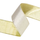 4" Reversible Velvet/Lurex Wired Ribbon | Ivory/Gold | 10 Yard Roll