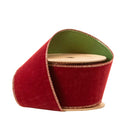 2 1/2" Reversible Flat Velvet/Lurex Wired Ribbon | Cranberry/Green | 10 Yard Roll
