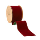 2 1/2" Reversible Flat Velvet/Lurex Wired Ribbon | Cranberry/Green | 10 Yard Roll