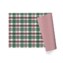 24" x 417' Reversible Holiday Wrapping Paper Half Ream | Large Red and Green Plaid/Red and White Stripe