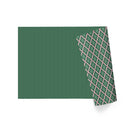 30" x 10' Reversible Holiday Wrapping Paper | Green Tone on Tone Stripe/Green and Red Harlequin