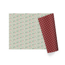30" x 10' Reversible Holiday Wrapping Paper | Seasons Greetings/Red with Small Snowflake
