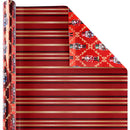 30" x 10' Reversible Holiday Wrapping Paper | Ruby Nutcracker/Black and Gold Stripe