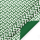30" x 10' Reversible Holiday Wrapping Paper | Green and White Greek Key/Green Solid