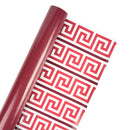 30" x 10' Reversible Holiday Wrapping Paper | Solid Red/Red and White Greek Key