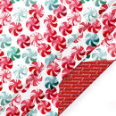 30" x 10' Reversible Holiday Wrapping Paper | Watercolor Peppermints/Merry Christmas on Red