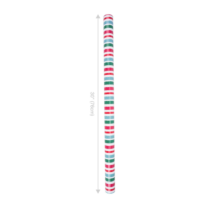 30" x 10' Reversible Holiday Wrapping Paper | Watercolor Stripes/Red Solid
