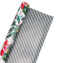 30" x 10' Reversible Holiday Wrapping Paper | Holiday Botanical/Green Tone on Tone Diagonal Stripe