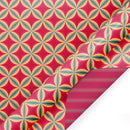30" x 10' Reversible Holiday Wrapping Paper | Holiday Geometric/Red and Green Stripe