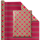 30" x 10' Reversible Holiday Wrapping Paper | Holiday Geometric/Red and Green Stripe