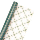 30" x 10' Reversible Holiday Wrapping Paper | Gold on Green Pinstripe/Green and Gold Bias Plaid
