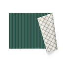 30" x 10' Reversible Holiday Wrapping Paper | Gold on Green Pinstripe/Green and Gold Bias Plaid