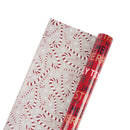 30" x 10' Reversible Holiday Wrapping Paper | Jolly Time Words/Retro Candycanes