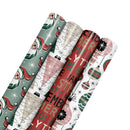 30" x 10' Wrapping Paper Bundle (4-pack) | Retro Santa Cheer